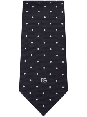 Копринена вратовръзка на точки с принт Dolce & Gabbana синьо