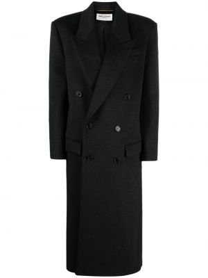 Vlněný kabát Saint Laurent šedý