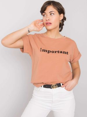 Siuvinėtas marškinėliai su užrašais Fashionhunters oranžinė