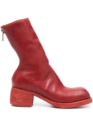 Kožené kotníkové boty na zip Guidi červené
