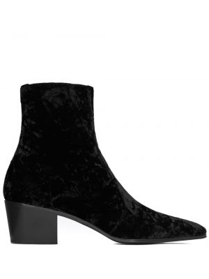 Sametové kotníkové boty Saint Laurent černé