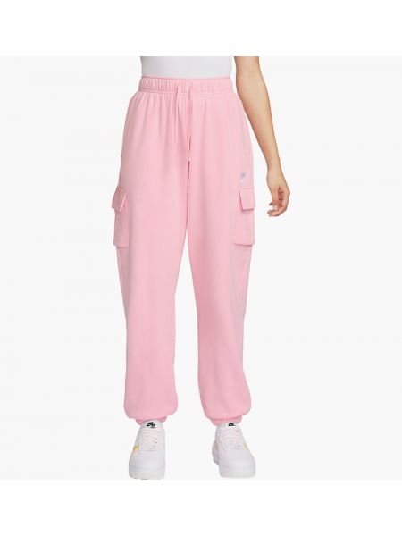 Флисовые брюки карго оверсайз Nike розовые