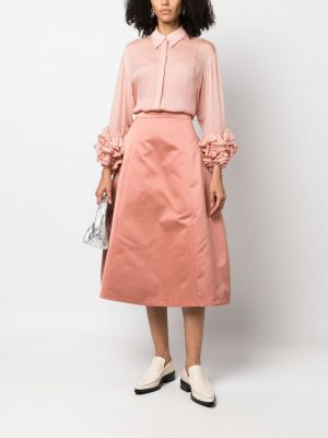Saténové midi sukně Rochas růžové