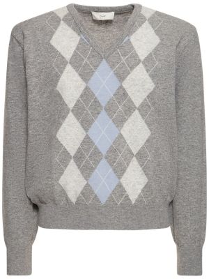 Пуловер с v-образно деколте Dunst сиво