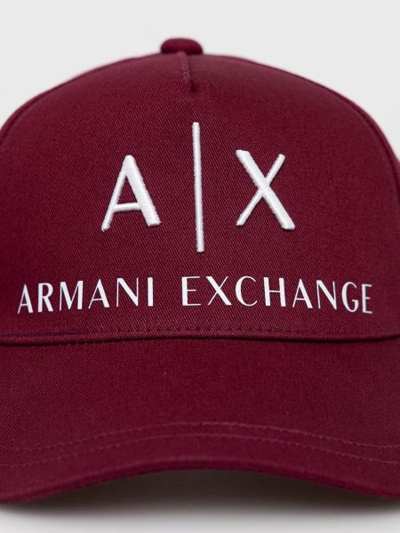 Бавовняна шапка з аплікацією Armani Exchange бордова