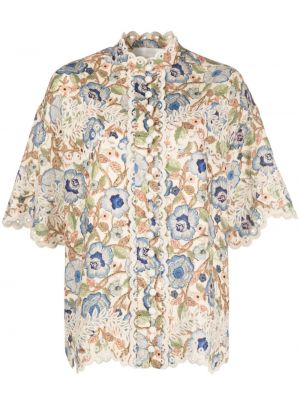 Raštuota gėlėta siuvinėta marškiniai Zimmermann