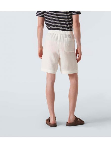 Pantaloni scurți de in Sunspel alb