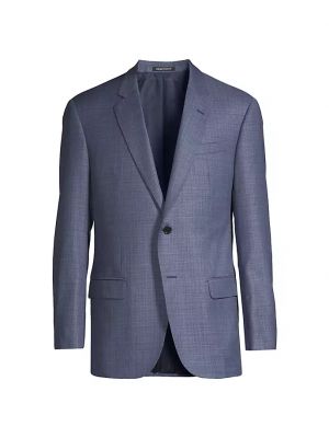 Шерстяное пальто Emporio Armani синее