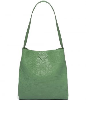 Kožená nákupná taška Prada zelená