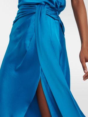 Drapovaný saténová midi sukňa Simkhai modrá