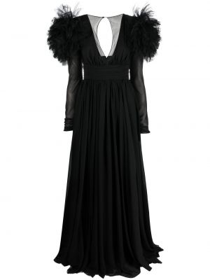 Вечерна рокля с v-образно деколте Pinko черно