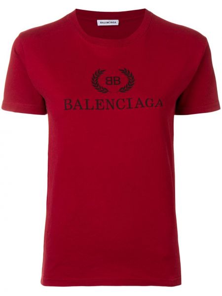 Тениска с принт червено Balenciaga