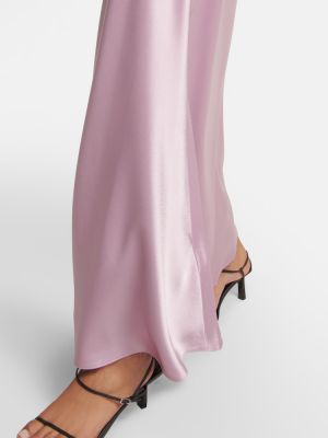 Saténové dlouhé šaty Polo Ralph Lauren fialové