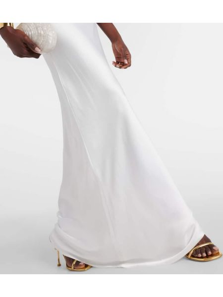 Robe longue en satin en crêpe Norma Kamali blanc