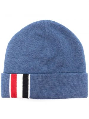 Pruhovaná vlnená čiapka Thom Browne modrá