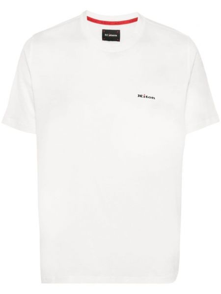 T-shirt brodé en coton Kiton blanc