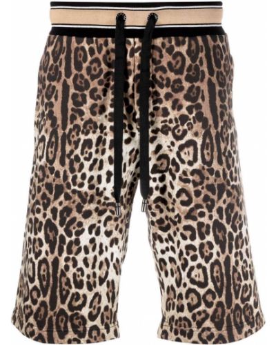 Pantalones cortos deportivos con estampado leopardo Dolce & Gabbana marrón