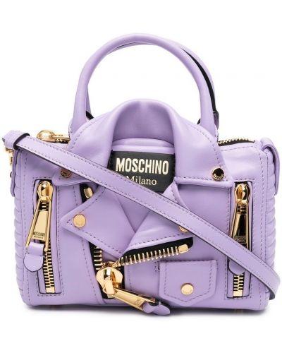 Lær shoppingbag Moschino lilla