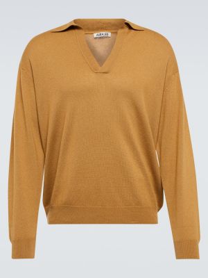 Jedwabny sweter z kaszmiru Auralee beżowy