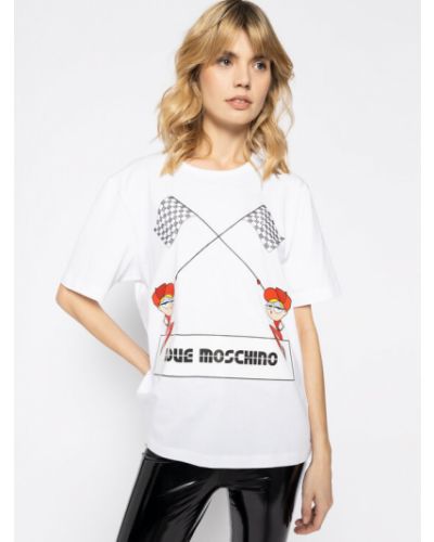 Gyapjú póló Love Moschino - fehér