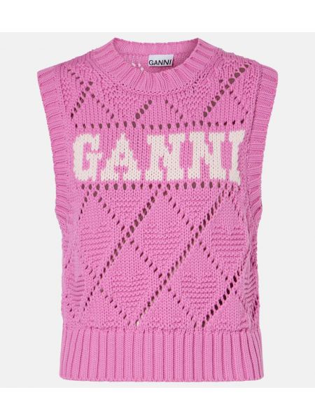 Bomuld vest Ganni pink