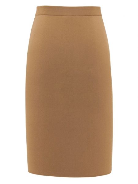 Dzianinowa spódnica ołówkowa Saint Laurent brązowa