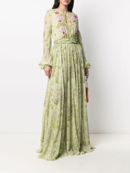 Vestido de noche de flores drapeado Giambattista Valli verde