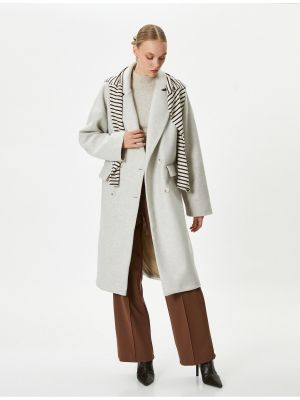 Oversized kašmírový kabát s knoflíky Koton šedý