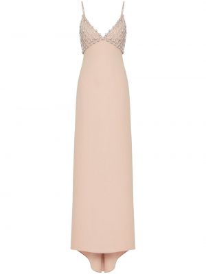Jedwabna sukienka koktajlowa z kryształkami Valentino Garavani różowa