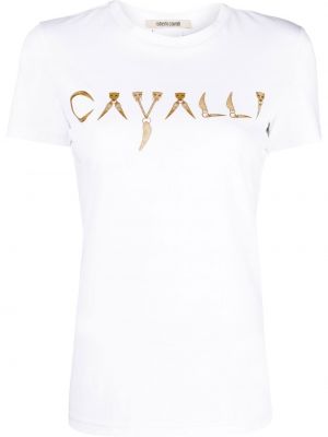 Raštuotas medvilninis marškinėliai Roberto Cavalli