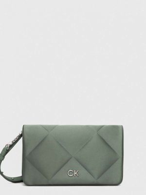 Satynowa torba na ramię Calvin Klein zielona