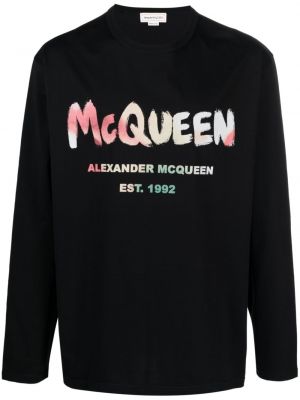 Μακρύ φούτερ με σχέδιο με στρογγυλή λαιμόκοψη Alexander Mcqueen μαύρο