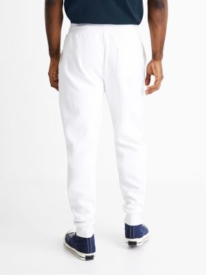 Teplákové nohavice Celio biela