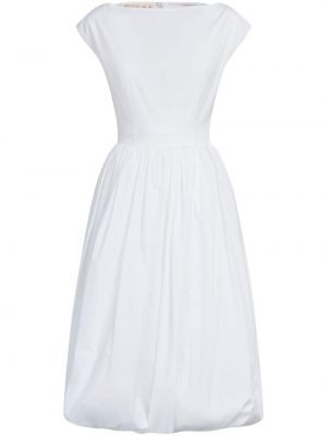 Pamučna midi haljina s lađastim izrezom Marni bijela