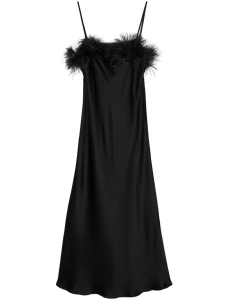 Сатенена коктейлна рокля с пера Antonelli черно