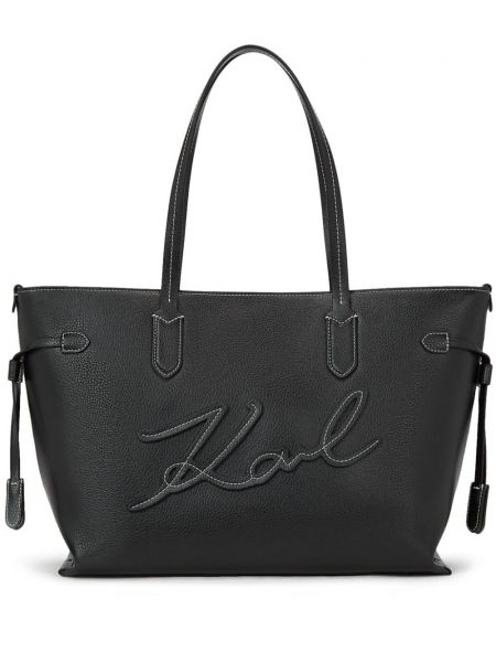Τσάντα shopper με κεχριμπάρι Karl Lagerfeld μαύρο