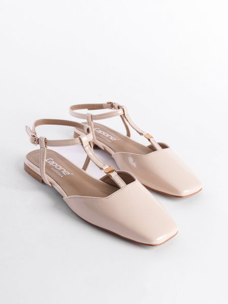 Lakkozott lapos talpú bőr balerina cipők Capone Outfitters