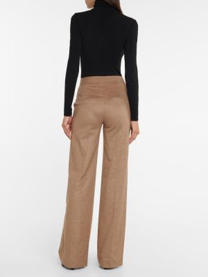 Rovné kalhoty s vysokým pasem Veronica Beard hnědé