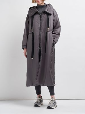 Kabát s kapucňou Max Mara sivá