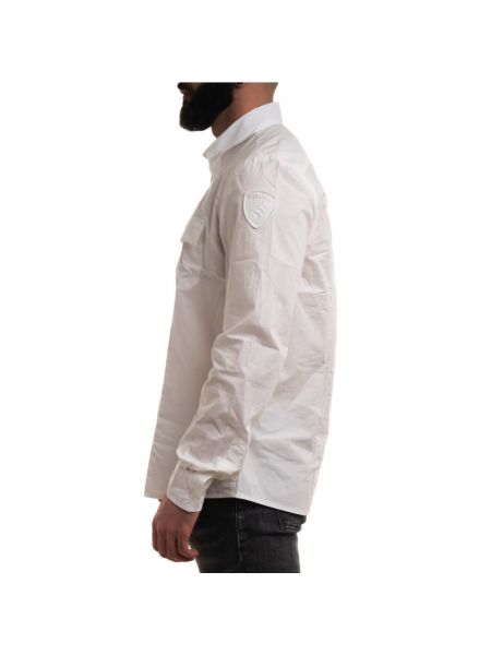 Camisa de algodón con bolsillos Blauer blanco