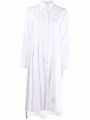 Sukienka długa bawełniane z długim rękawem Thom Browne - biały