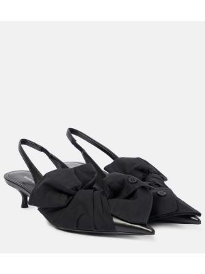 Кожени полуотворени обувки с панделка с отворена пета Balenciaga черно