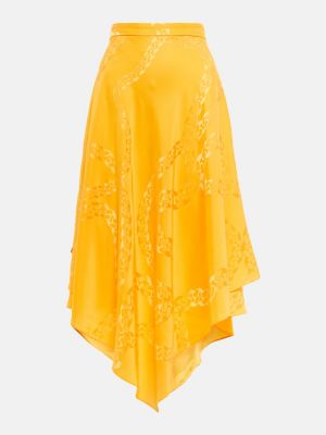 Asymetrické midi sukně s vysokým pasem s potiskem Stella Mccartney žluté