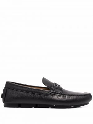 Skinn loafers Versace svart