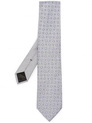Копринена вратовръзка бродирана Brioni сиво