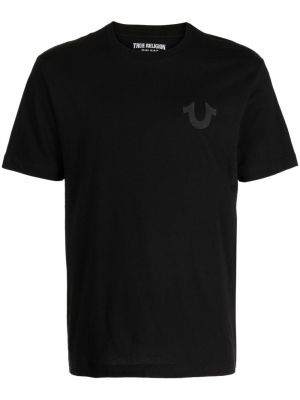 Bavlněné tričko s potiskem True Religion černé