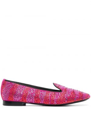 Pantofi loafer din piele de cristal Roberto Cavalli roz