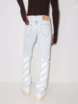 Jeansy skinny slim fit w paski z nadrukiem Off-white
