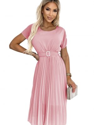 Πλισέ μίντι φόρεμα σε φαρδιά γραμμή Numoco ροζ
