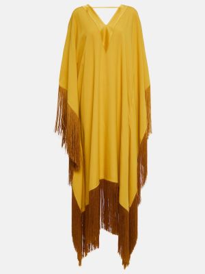 Vestido largo con flecos de crepé Taller Marmo amarillo